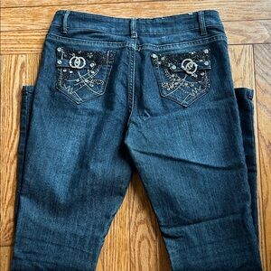 Women's Blue Embellished Jeans